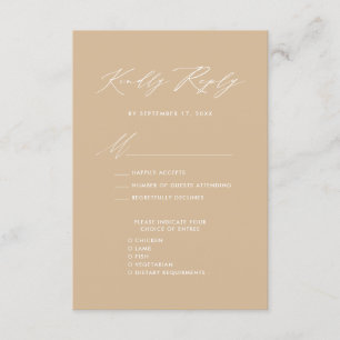 Modern Beige Elegant Script Enkel Bröllop OSA Tilläggskort