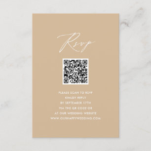 Modern Beige Elegant Script Simple QR-Bröllop OSA Tilläggskort