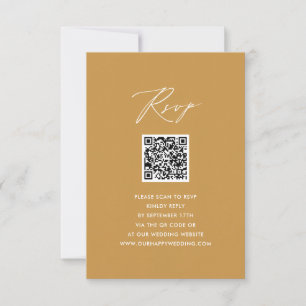 Modern Beige Elegant Skrift QR Bröllop RSVP OSA Kort
