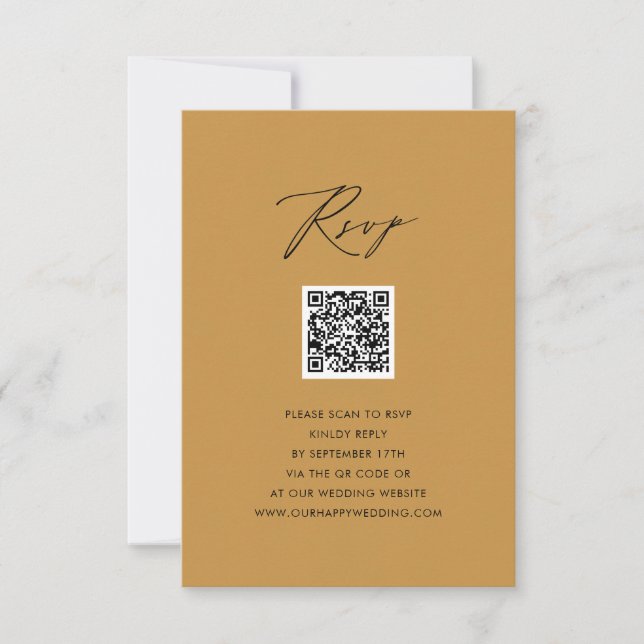 Modern Beige Elegant, skript QR-Bröllop OSA Kort (Framsida)