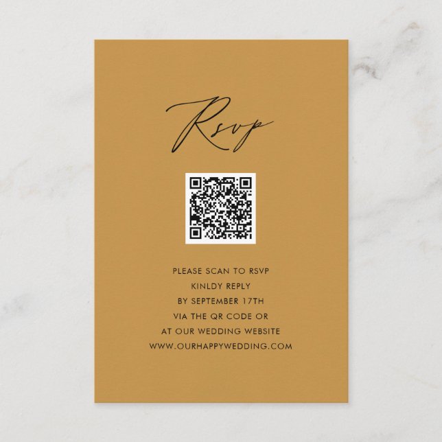 Modern Beige Elegant, skript QR-Bröllop OSA Tilläggskort (Framsida)