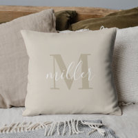 Modern Beige Familjenamn Monogram