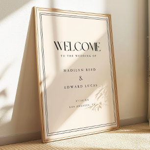 Modern Beige Fet Stiltypsnitt Bröllop Välkommen Poster