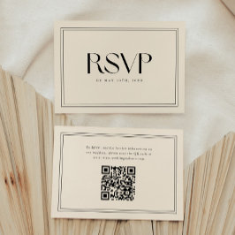 Modern Beige Fet Stiltypsnitt Bröllops QR-kod OSA Kort