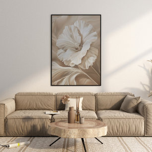 Modern Beige Flower Aesthetic Wall Art Poster