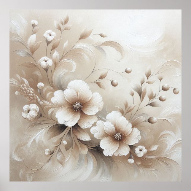 Modern Beige Flowers 10 Poster (Framsidan)