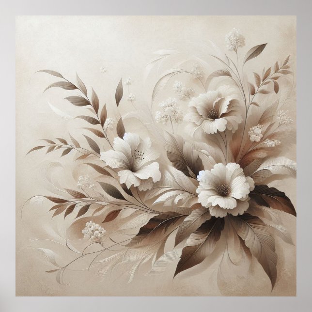 Modern Beige Flowers 14 Poster (Framsidan)