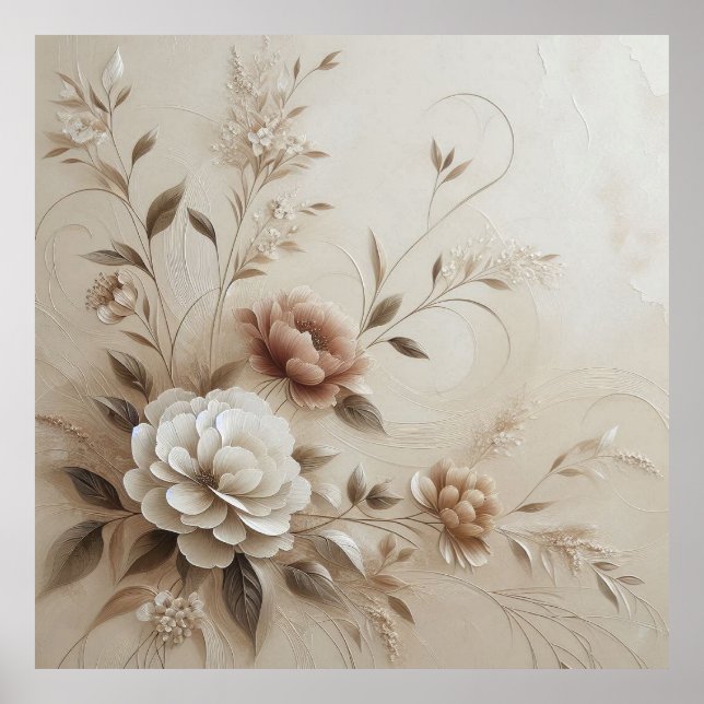 Modern Beige Flowers 15 Poster (Framsidan)