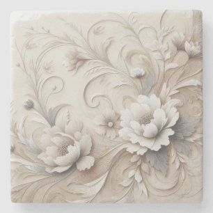 Modern Beige Flowers 1 Stenunderlägg