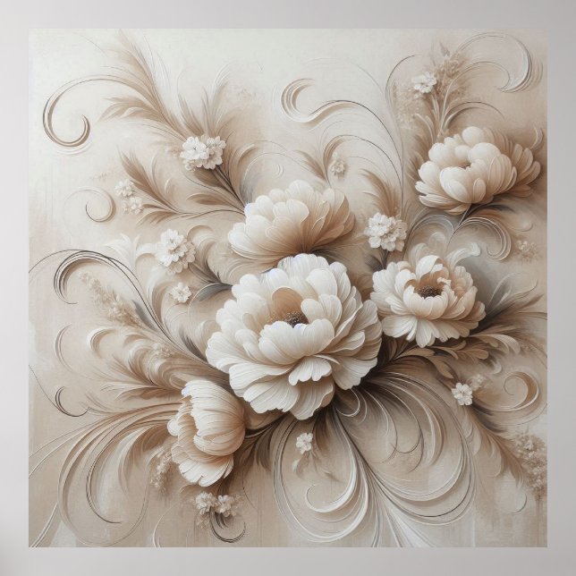Modern Beige Flowers 20 Poster (Framsidan)