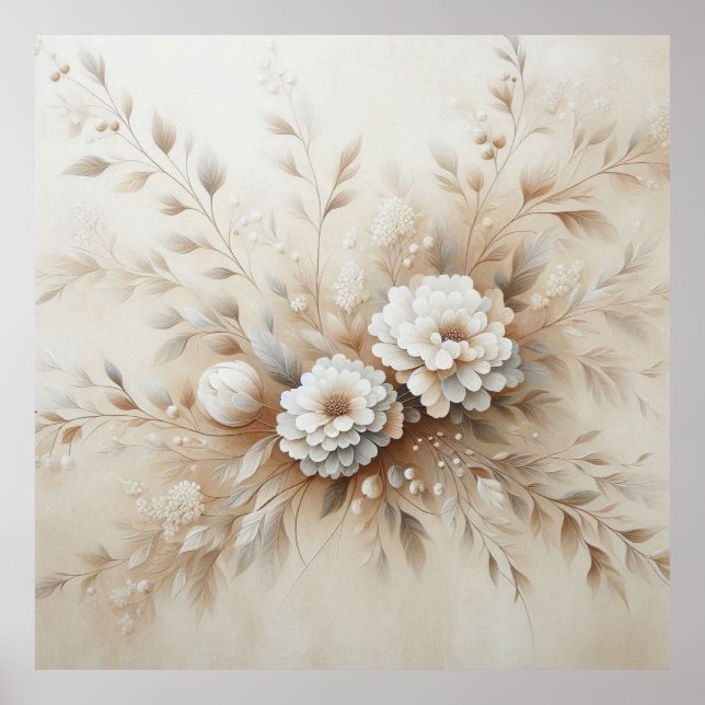 Modern Beige Flowers 23 Poster (Framsidan)