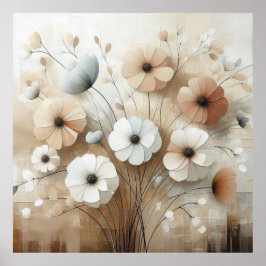 Modern Beige Flowers 25 Poster