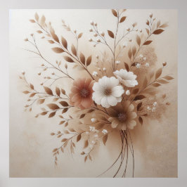 Modern Beige Flowers 6 Poster