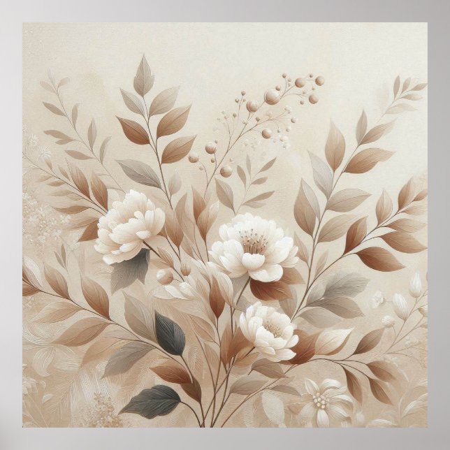 Modern Beige Flowers 7 Poster (Framsidan)