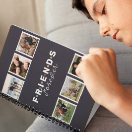 Modern Beige Friends Forever Photo Collage Anteckningsbok