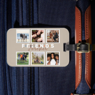 Modern Beige Friends Forever Photo Collage Bagagebricka