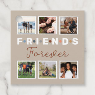 Modern Beige Friends Forever Photo Collage Gåvor Etiketter