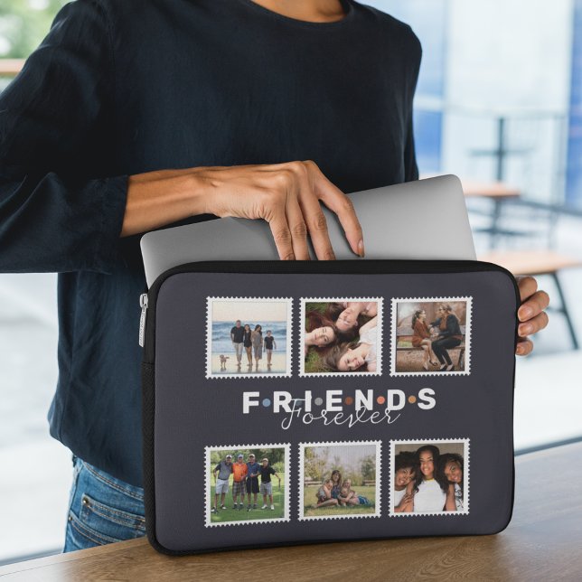 Modern Beige Friends Forever Photo Collage Laptop Fodral (Skapare uppladdad)