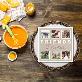 Modern Beige Friends Forever Photo Collage Pappersservett