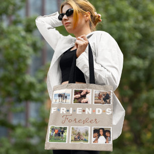 Modern Beige Friends Forever Photo Collage Tygkasse