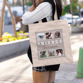Modern Beige Friends Forever Photo Collage Tygkasse