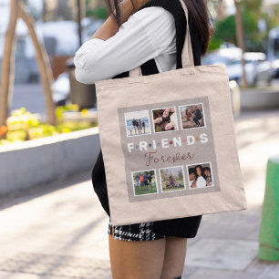 Modern Beige Friends Forever Photo Collage Tygkasse