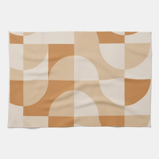 Modern Beige Geometric Minimalist Kitchen Towel Kökshandduk (Horisontell)
