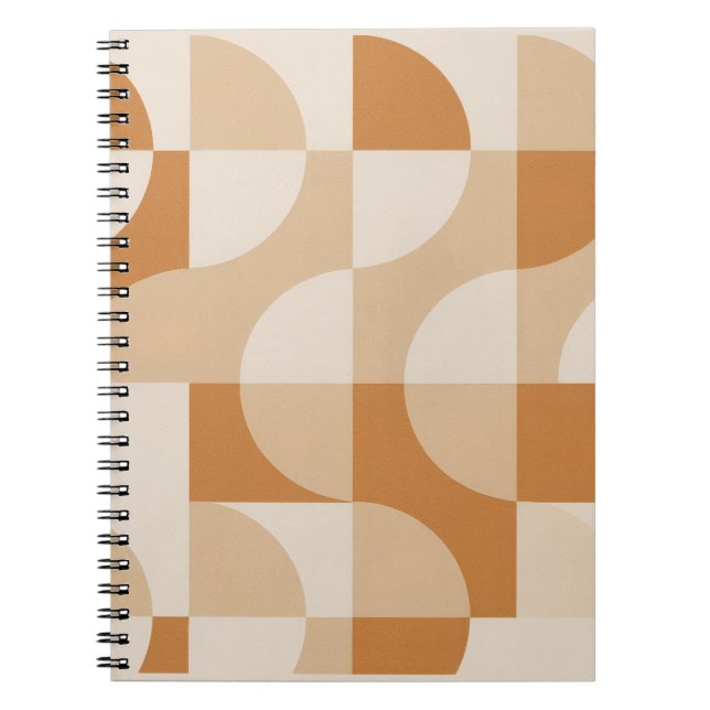 Modern Beige Geometric Spiral Notebook Anteckningsbok (Framsidan)