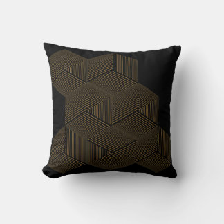Modern Beige Geometrisk Bikupa 3D Optisk Illusion Kudde