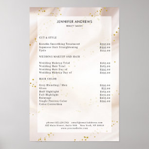 Modern, Beige Glitter Salon Pris List Poster