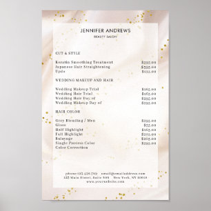 Modern, Beige Glitter Salon Pris List Poster
