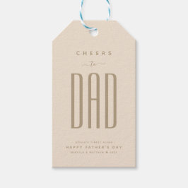Modern Beige & Guld "Cheers to Pappa" Fars dag Presentetikett