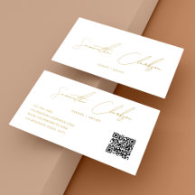 Modern Beige Guld Handskriven Script QR-kod
