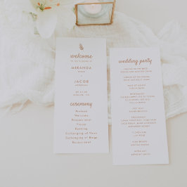 Modern Beige Handflatan Löv, sommaren Bröllop Program