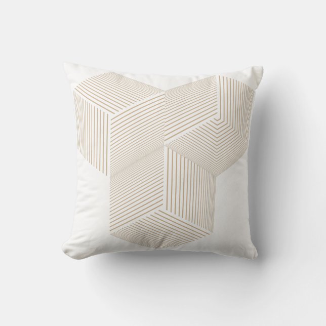 Modern beige isometrisk optisk illusions kastkudde kudde (Framsida)