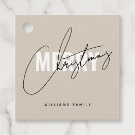 Modern beige julskript gåvor etiketter