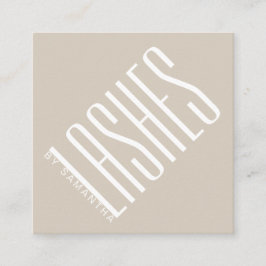 Modern beige lash-tunn typografi fyrkantigt visitkort