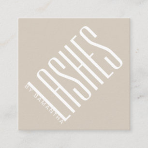 Modern beige lash-tunn typografi fyrkantigt visitkort