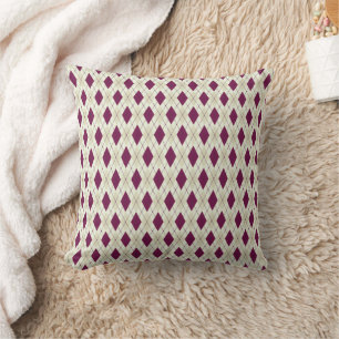Modern Beige Lila Argyle Geometric Kudde