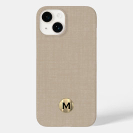 Modern Beige Linen Brushed Guld Monogram