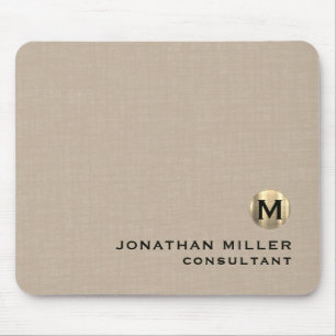 Modern Beige Linen Brushed Guld Monogram Musmatta