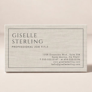 Modern Beige Linne Professionell Lyx Minimalistisk Visitkort