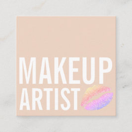 Modern beige makeup skönhet fyrkantigt visitkort