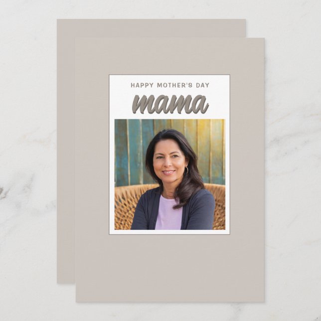 Modern Beige Mamma Barn Foto Mors Dag  Julkort (Fram/baksida)