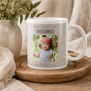 Modern Beige Mamma Barn Foto Mors Dag Jumbo Mugg