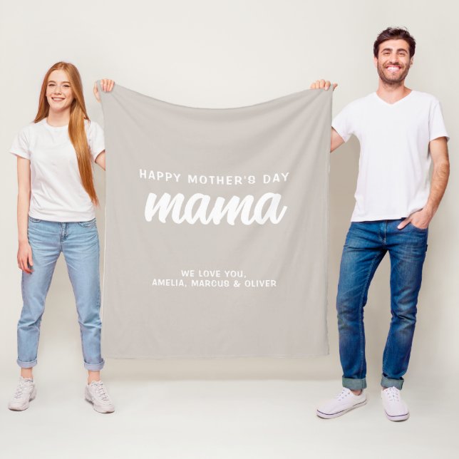 Modern Beige Mamma Barn Namn Mors dag Fleecefilt (På plats)