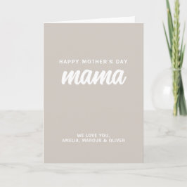 Modern Beige Mamma Barn Namn Mors dag Helgkort
