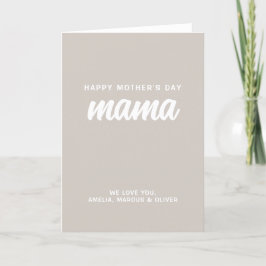 Modern Beige Mamma Barn Namn Mors dag Helgkort