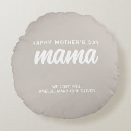 Modern Beige Mamma Barn Namn Mors dag Rund Kudde