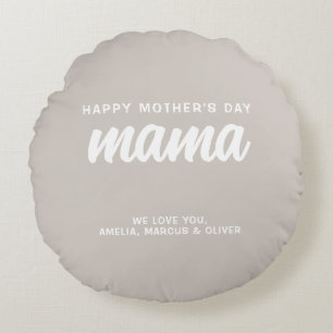 Modern Beige Mamma Barn Namn Mors dag Rund Kudde